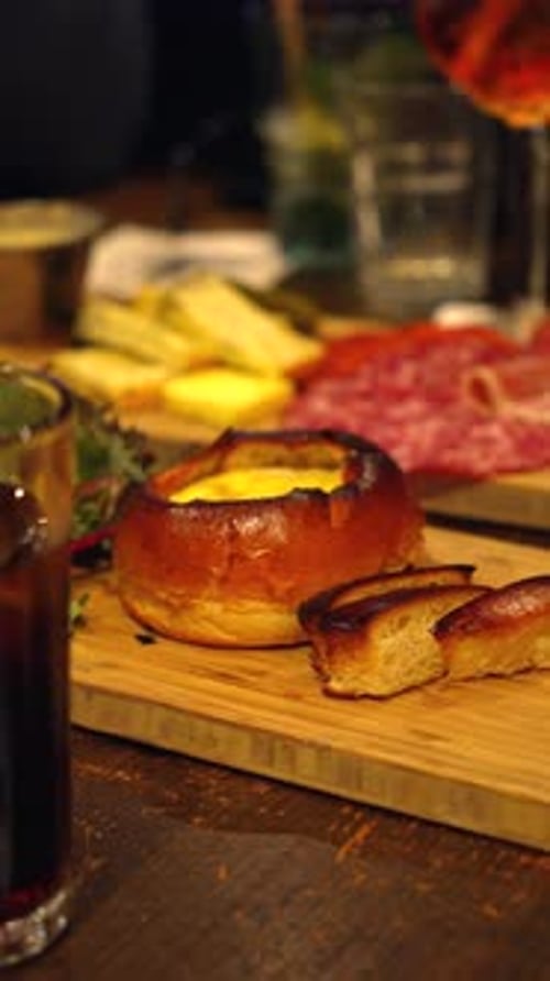 French cuisine restaurant table entree starter tapas vertical video cozy atmosphere