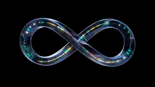 Símbolo de infinito brillante con luces de colores