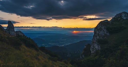 Majestic Mountain Range at Sunset in Wilderness