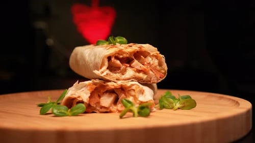 Delicious Juicy Pita Bread Cut in Half