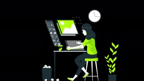 Freelance Designer Woman Alpha Channel 4K