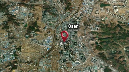 Osan City Zoom (Corea del Sur) del espacio a la Tierra