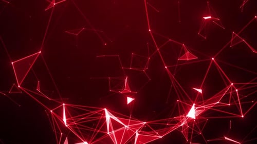 Digital Red Glowing Plexus Network Connection On Red Background, Digital Futuristic Red Plexus