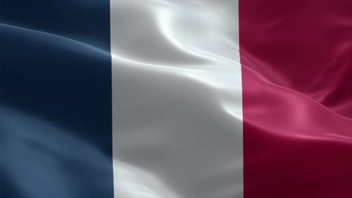 Waving French Flag with Realistic Fabric Animation