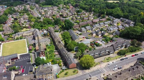 Aerial drone footage of the beautiful village of Almondbury in Huddersfield in the UK