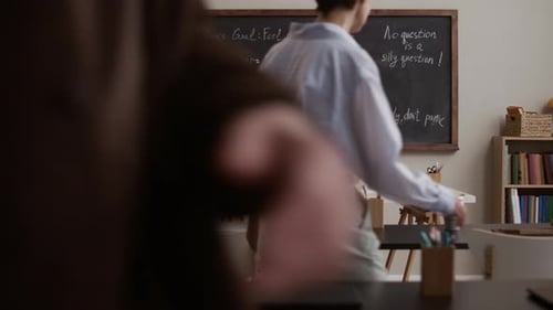 Adult Education Students Arriving for Computer Literacy Class