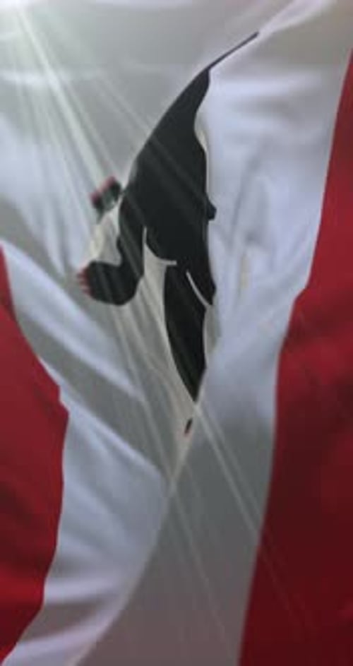 Vertical Waving Berlin Flag with Bear Symbol