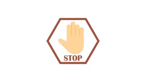 Flat Design Stop Sign Animation with Hand Gesture