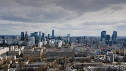 Aerial View Of Warsaw Cityscape