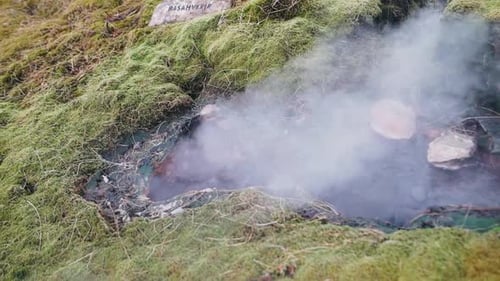 Hot Geothermal Hot Springs and Geyser with Steam Iceland