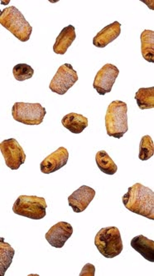Floating Chocolate Croissants Seamless Loop Animation