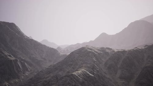 View of the Afghan Mountains in Fog
