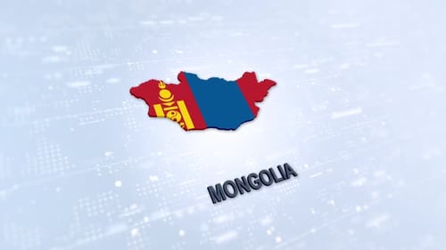 3D Mongolia Map with Flag and Title Animation