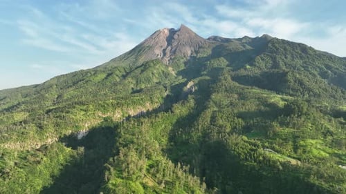 Aerial View of Mount Merapi in the Morning