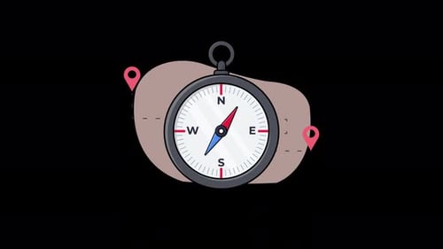 Map Compass Animation Video - Transparent