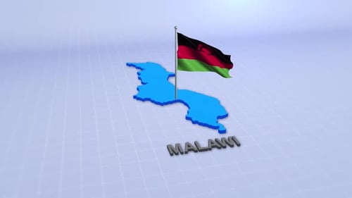 Malawi Map With Flag
