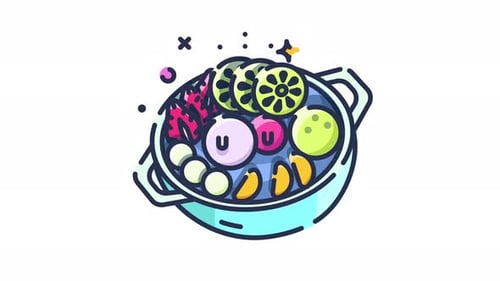 Animated Fruit Bowl Illustration for Healthy Eating