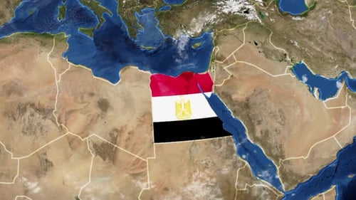 Animated 3D Earth Globe Zooms to Egypt Map with Flag