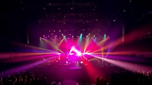 Colorful Stage Lighting Effects in Concert Venue