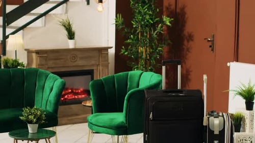 Modern Empty Lounge Area with Luggage