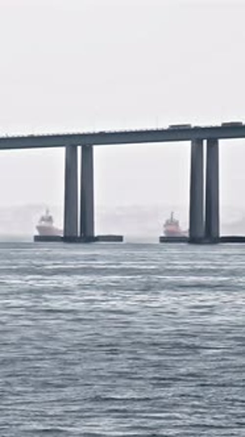 Vertical View Of Cargo Ship in the Ocean