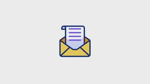 Animated Email Icon with Revealing Message Flat Design