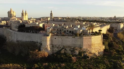 Drone Footage of Mdina, Castle, Malta