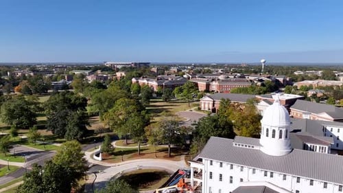 University of Alabama Campus Aerial push in over Campus