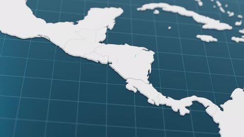 Blue Nicaragua 3d Map with Pointer Pin Surrounded with Other Countries in White Political Map with