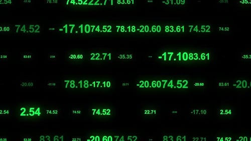Abstract Finance Data Display With Glowing Green Numbers