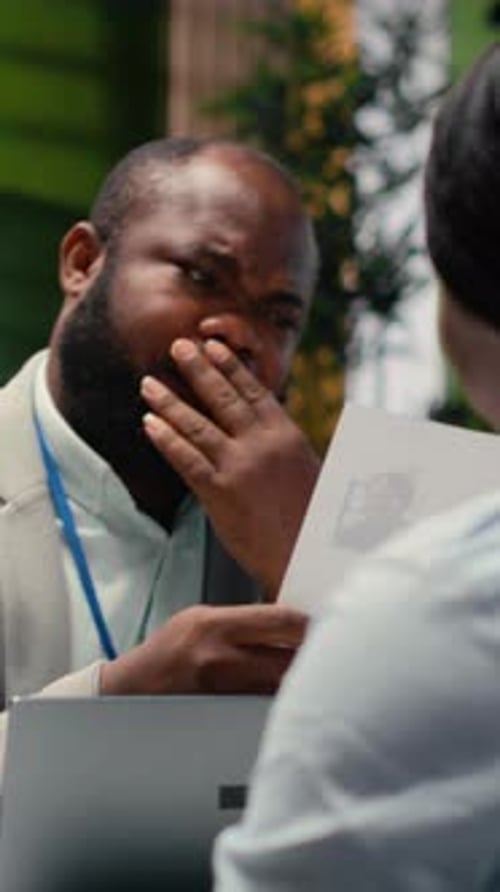 Vertical Video Hiring Process Meeting Between Confident Candidate and a Professional Team