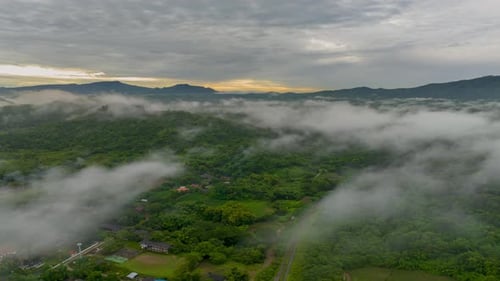 Beautiful aerial view of the valley landscape in the morning.