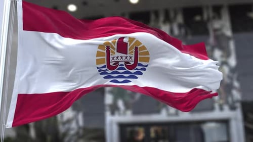 French Polynesia National Flag Waving Seamless Loop