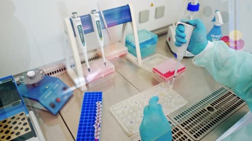 Gloved Scientist Handling Pipette in Modern Laboratory
