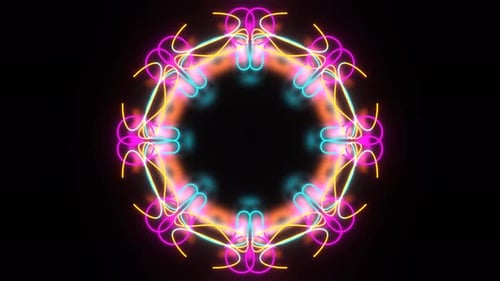 Cyan And Pink And Orange Neon Exciting Mandala Background Vj Loop | 4K