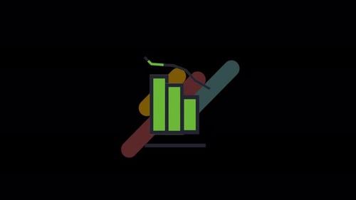 Green bar graph trending downward showing economic downturn business and finance use