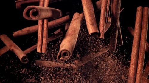 Cinnamon Sticks Fly Up and Down Filmed on a Highspeed Camera at 1000 Fps