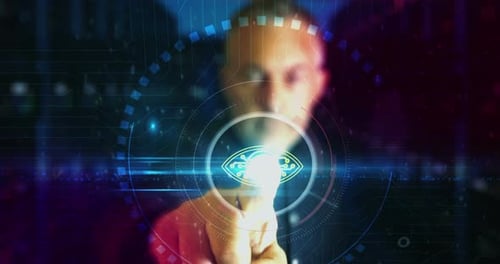 Futuristic Digital Eye Icon Network Connection Animation