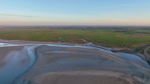 Aerial view of Mont Saint Michel in Normandy, France.