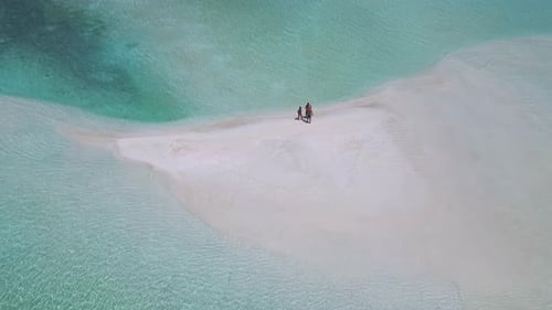 Aerial View of Tropical Sandbar with People