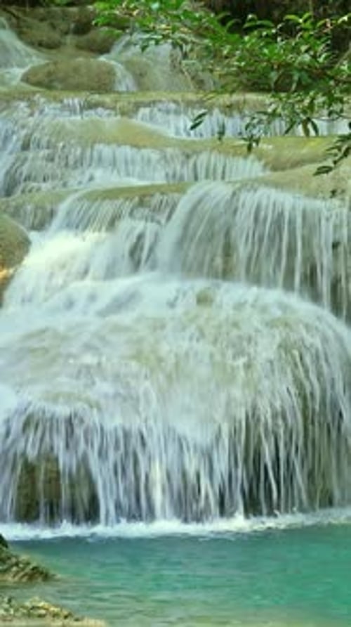 One of Waterfalls of Erawan Cascade in Thailand