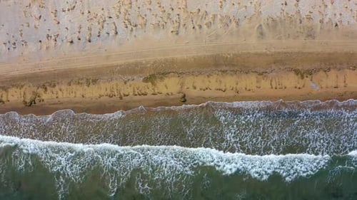 Aerial View of the Clear Blue Sea with Beautiful Waves
