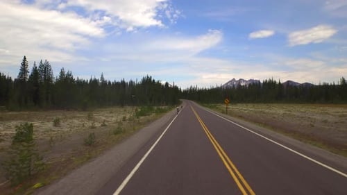 Bike race through Oregon mountainside under blue sky a summer adventure