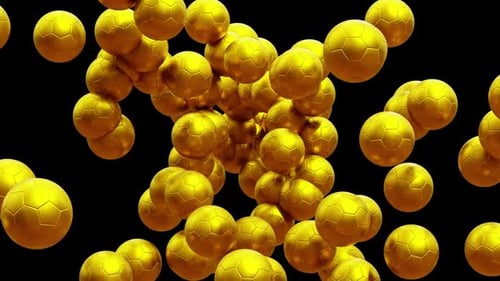 Animated Golden Soccer Balls Swarm Background