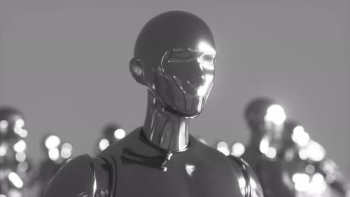 Rotation von Metall-Humanoiden