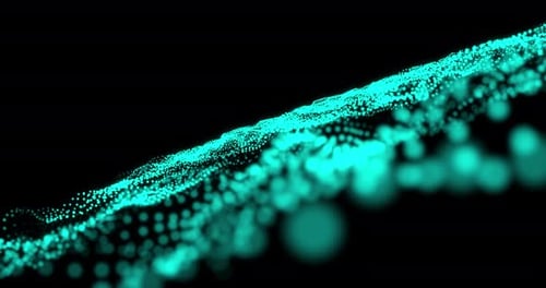 Onda cibernética digital abstrata com partículas em movimento, fundo futurista, efeito de onda digital