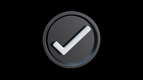 3D Animated Checkmark Icon Loop on Alpha Channel