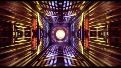Futuristic Digital Tunnel with Glowing Neon Lights