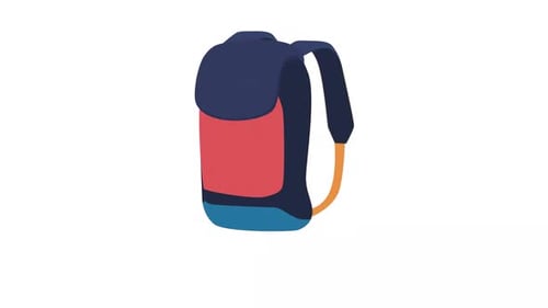 Flat Design Animated Backpack for Travel and Outdoor Concepts