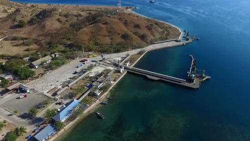 Aerial View of Tropical Island Coastal Infrastructure